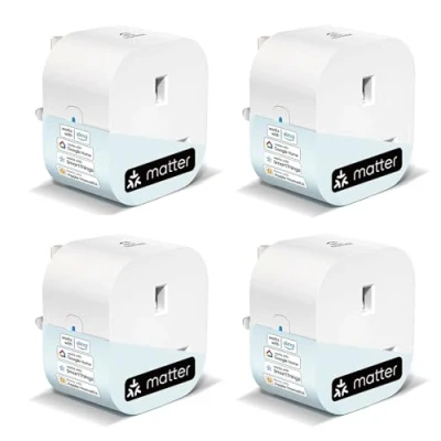 Image of EIGHTREE Matter Smart Plug With Energy Monitoring, Mini WiFi Works Apple HomeKit, Alexa, Google Home, SmartThings, Remote Control, Timer &amp; Schedule Function, 2.4Ghz Wi Fi Only, 13A, 4 Packs