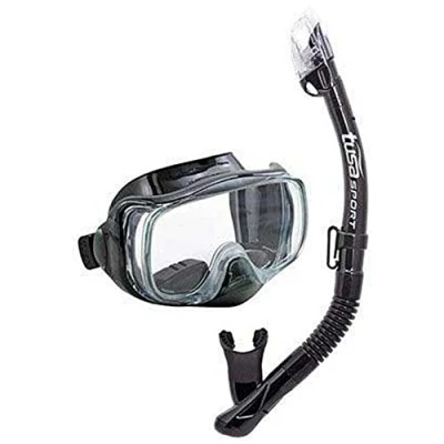 Image of TUSA Imprex 3 D Snorkel Set Diving Mask Dry Silicone (Black + Bag)