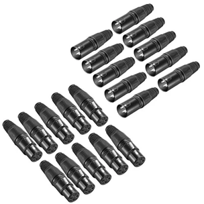 Image of Neewer Micro Snake 3 Pin XLR Charger Connector 20pcs Audio Jack Microphone with Cable 10 Male and Female Connectors Zinc Alloy