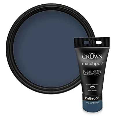 Image of Crown Easyclean Bathroom Emulsion, Midnight Navy 40ml Sample