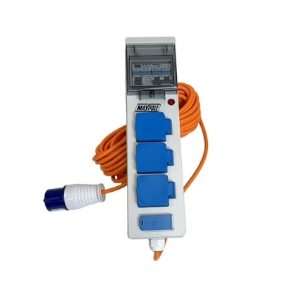 Image of Maypole 230V 13A Mobile Mains Power Unit with USB For Caravans, Camping, Campervans, Motorhomes, Orange