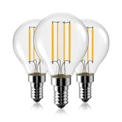 Image of SAMJER E14 Golf Ball Bulb Filament, 4W (40W Equivalent), 2700K Warm White, Clear Vintage SES Screw Bulbs, 400 Lumen Non Dimmable, Pack of 3