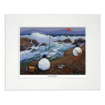 Image of &#039;Gone Fishin&#039; Mounted Print by Thomas Joseph Sheep Art
