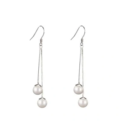 Image of Sterling Silver Freshwater Pearl Threader Dangle Drop Earrings Long Chain Hook Earring for Women Girls