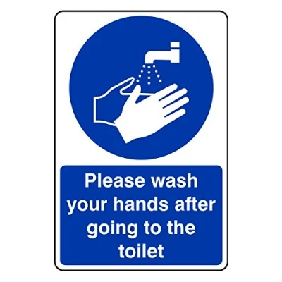 Image of 200mmx300mm Please Wash Your Hands After Going To The Toilet Catering Sign Sticker Self Adhesive