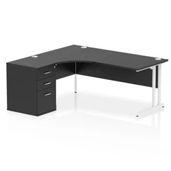 Image of Impulse 1800 LH Crescent Desk Black/White Cantilever 600 High Ped