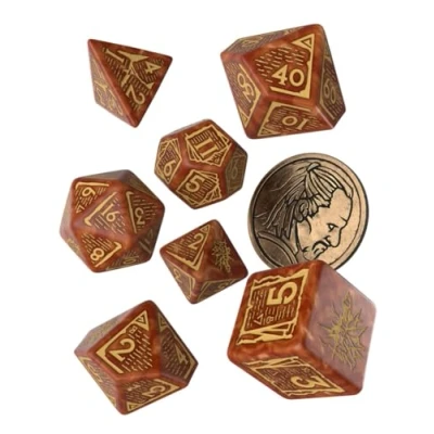 Image of Q Workshop 91392 Dice Set: Vesemir The Wise Witcher (7) Card Game, Multi Coloured