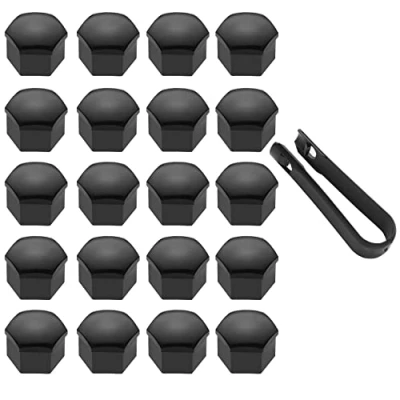Image of LICQIC 17 mm wheel nut covers, 20 Pcs car caps, Universal bolt Covers with Removal Tool, Black