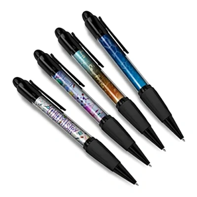 Image of DV DESIGN Set of 4 Chemistry Black Ballpoint Pens Science Periodic Table Teacher Student Teenager Themed Boys Girls Men Women Pen #79324