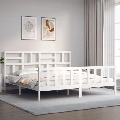 Image of vidaXL Bed Frame without Mattress White 200x200 cm Solid Wood Pine