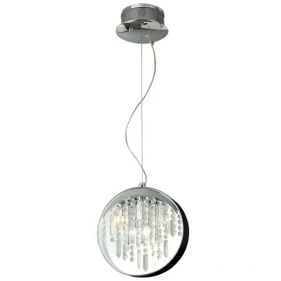 Image of Geo Pendant Black Shade 7 Light G4 Polished Chrome/Crystal, NOT LED/CFL Compatible