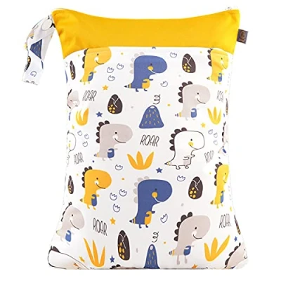 Image of Happy Cherry Baby Cloth Nappy Wet Dry Bags Waterproof Washable Reusable Diaper Storage Organiser Travel Beach Pool Bag with Double Zipper