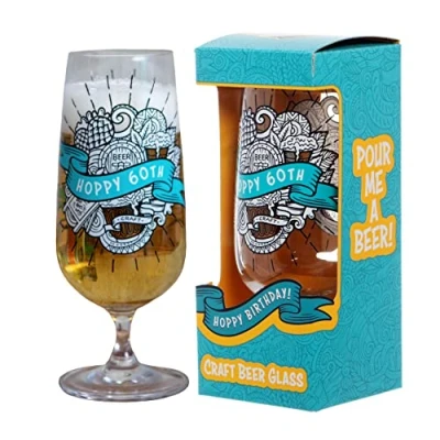 Image of Boxer Gifts 60th Birthday Craft Beer Glass Unique Glassware Gift for Him