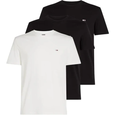 Image of Tommy Jeans 3 PACK Basic Tshirt, Men&#039;s, Size: 36/38, Ecru black