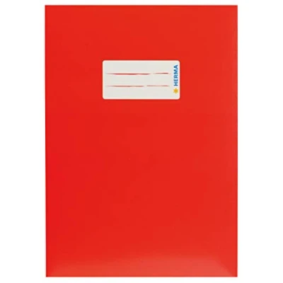 Image of HERMA 19762 Notebook Covers A5 Cardboard Red, Pack of 10, with Labelling Field Made Sturdy and Extra Strong Paper, Cover Set for School Notebooks, Coloured