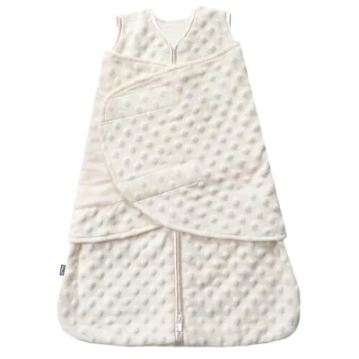 Image of HALO Sleepsack Swaddle, 3 Way Adjustable Wearable Blanket, TOG 3.0, Velboa, Cream Plush Dots, Small, 6 Months