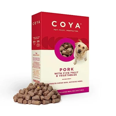 Image of COYA Freeze Dried Raw Dog Food, Pork (150g) Hypoallergenic &amp; Grain Free, Made With 80% Meat 20% Fruit Vegetables Complete Food In A Easy Solution, Without The Chore