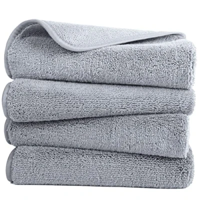 Image of POLYTE Quick Dry Lint Free Microfibre Hand Towel, 40 x 76 cm, Set of 4 (Gray)