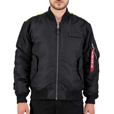 Image of Alpha Industries Men&#039;s MA 1 VF Fighter Squadron Bomber Jacket, Black, XXL