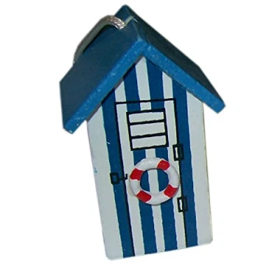 Image of Newageliving Blue &amp; White Stripe Nautical Seaside Beach Hut Cord Light Pull 5cm