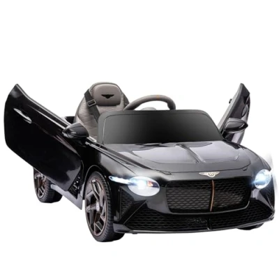 Image of HOMCOM Bentley Bacalar Licensed 12V Kids Electric Ride On Car with Remote Control, Powered Portable Battery, Music, Horn, Lights, Suspension Wheels, for Ages 3 5 Years Black