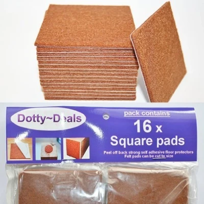 Image of DOTTY DEALS Furniture Pads Floor Protectors 16 Square Pack Felt for Chair Legs Premium Feet Protector Self Adhesive