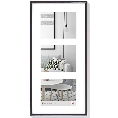 Image of walther Design Picture Frame Black 3x 13x18 cm Gallery with PassepArtout, Galeria Plastic KB338S