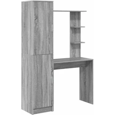 Image of Desk with Storage Grey Sonoma Engineered Wood Vidaxl