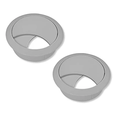 Image of cyclingcolors 2 x Cable Grommets 58 mm Furniture Office Guide Outlet Box Plastic (Grey)