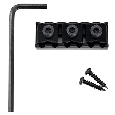Image of Musiclily Pro 42mm Steel Guitar R2 Locking Nut String Lock for Floyd Rose Tremolo Bridge Electric Guitar, Black