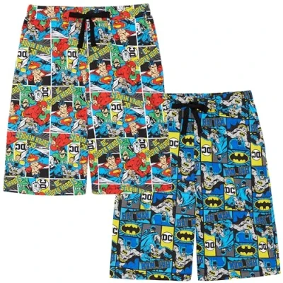 Image of Two Pack Men&#039;s Lounge Shorts Batman, the Flash, Green Lantern &amp; Superman 100% Cotton SMALL