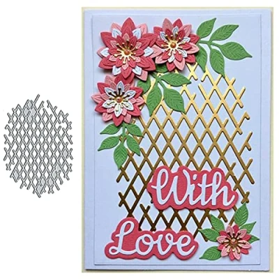 Image of Diamond Mesh Frame Metal Die Cuts, Merry Christmas Net Cutting Dies Cut Stencils for DIY Scrapbooking Decorative Embossing Paper Card Making