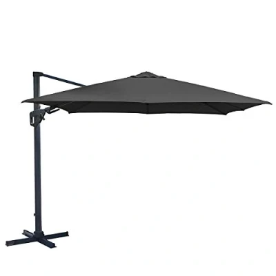 Image of Charles Bentley Outdoor, Garden, Patio 3.5m 8 Strut Premium Quality Cantilever Outdoor Versatile Umbrella Parasol, Water Resistant, Sunshade, Free Standing, Adjustable, Canopy, Grey (350x262)