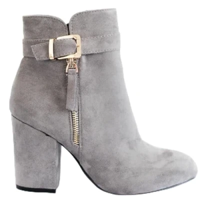 Image of sole london WOMENS HIGH HEEL ANKLE CHUNKY BLOCK BUCKLE ZIP SHOES LADIES CHELSEA BOOTS