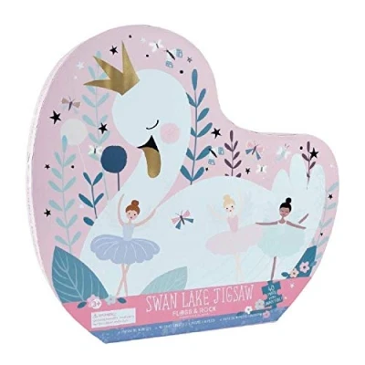 Image of Floss &amp; Rock 42P6325 Enchanted Swan Shaped Jigsaw with Box, 40 Piece Set