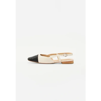Image of Alma en Pena Slingback ballet pumps, Women&#039;s, Size: 8, White/black Leather and textile