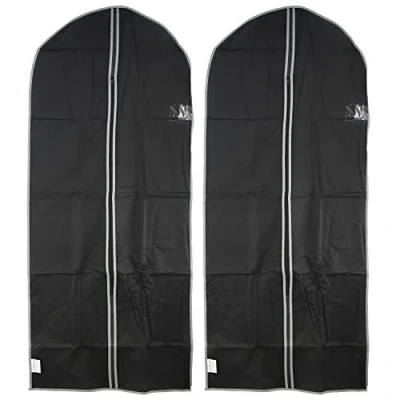 Image of 2 Pcs Zip Up Hanging Suit Dress Coat Garment Bag Clothes Cover DustProof Storage