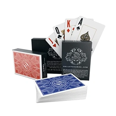 Image of Bullets Playing Cards 2 x waterproof Paulie design plastic poker cards, deluxe card game with jumbo index for Texas Holdem (2 pips)
