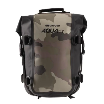 Image of Oxford Aqua C7 Crash Bar Bag Adventure Bikes Motorcycle Luggage, Camouflage/Black