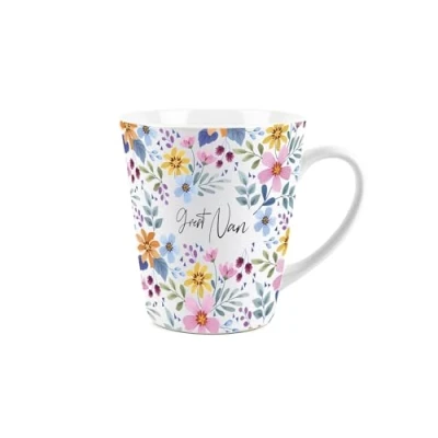 Image of Great Nan Gift Mug Colourful Flowers Small Latte Ceramic Tea/Coffee Cup Presents for Her