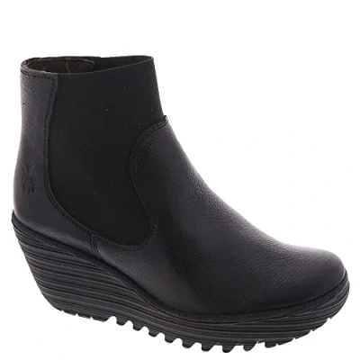 Image of Yade398Fly Leather Women&#039;s Wedge Heel Chelsea Boots