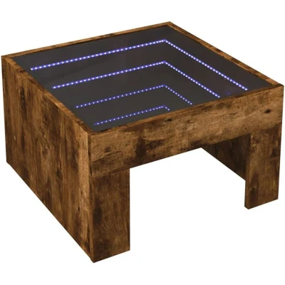 Image of vidaXL Coffee Table with Infinity LED Smoked Oak 50x50x30 cm