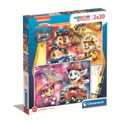 Image of Clementoni 24786 Supercolor puzzle Paw Patrol The Movie 2 x 20 pieces jigsaw puzzles for kids age 3 Made in Italy, cartoon
