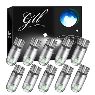 Image of GLL T10 LED Bulbs, Ice Blue 501 W5W Bulbs 3030 2 SMD 120 Lumens for Car Dome Lights Side License Trunk