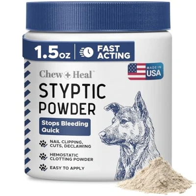 Image of Chew + Heal Labs Styptic Powder for Dogs, Cats, and Other Animals 1.5 oz Quick Stop Bleeding Clipping Nails, Minor Cuts Blood