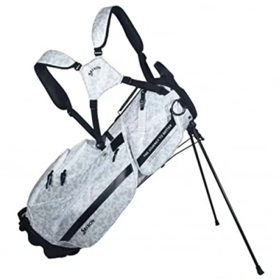Image of Srixon Lifestyle Stand Golf Bag 4 Club Divider Zipper Pockets including a Big Insulated Pocket Top grip handle Dual carrying straps Rain hood included