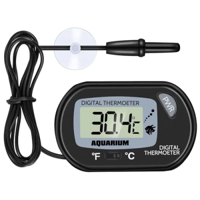 Image of Aquarium Thermometer Digital with Probe and Suction Cup, Reptile Fish Tank Large LCD Display, Terrarium Water Temperature Test