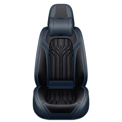 Image of Eunncu Universal Car Seat Covers Waterproof Leather Full Set, Can Protect Front and Rear Seats, To Fit Most Cars, Side Airbag Compatible, Black Blue