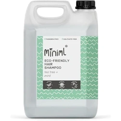 Image of Miniml Natural Eco Hair Shampoo 5L Refill Tea Tree &amp; Mint Men and Womens Sensitive Scalp Skin Cruelty Free Vegan Friendly For Greasy, Curly, Dry Dandruff