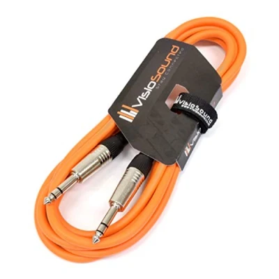 Image of VisioSound 6.35mm 1/4&quot; Stereo TRS Jack to Lead/Balanced Signal Audio Patch Cable (3m, Orange)